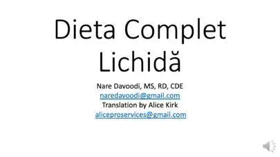 Dieta Complet Lichidă - Post Operative Full Liquid Diet